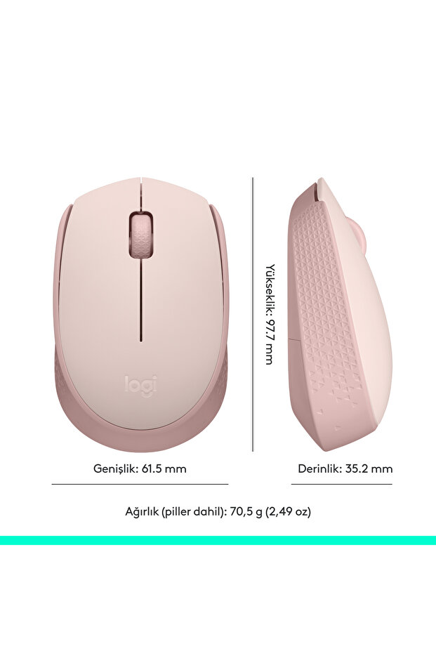 M171 USB Alıcılı Kablosuz Kompakt Mouse, Pembe 910-006865 - 10