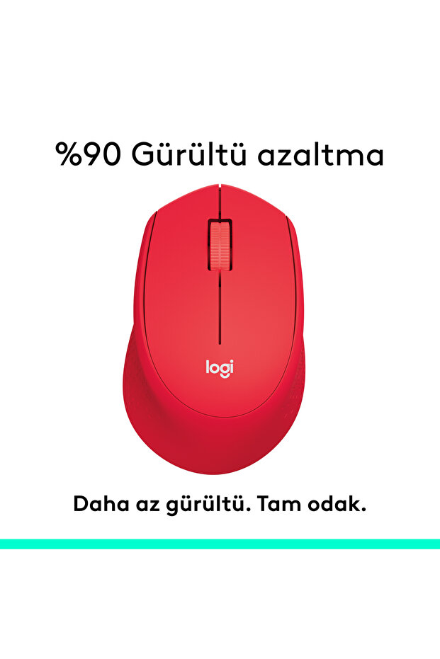 M330 Sessiz Kablosuz Optik Mouse, Kırmızı 910-004911 - 3