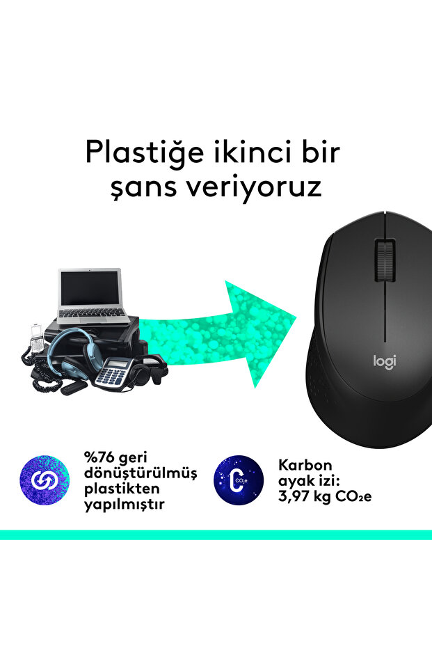 M330 Sessiz Kablosuz Optik Mouse, Siyah 910-004909 - 7