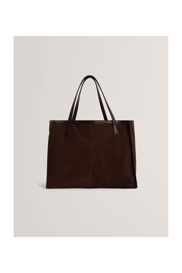 Tb Script Detail Large Suede Tote - 1