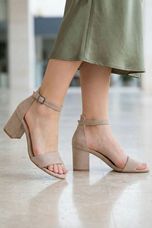 Nude Suede Women's Classic Heeled Shoes 14529