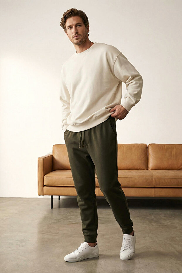 Haki Basic Regular/Normal Kesim Lastik Paça Jogger Eşofman Altı TMNSS20EA0053 - 2