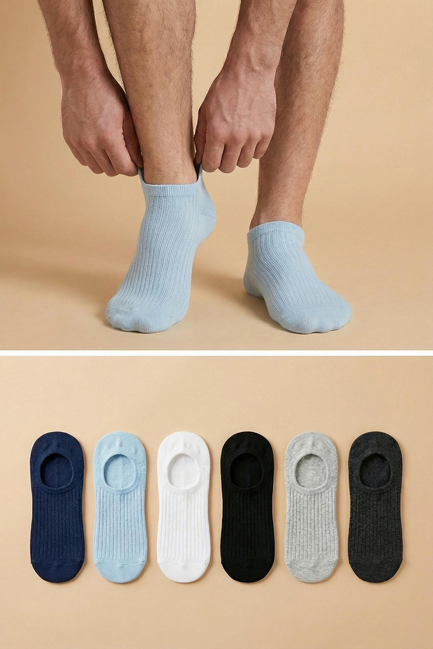 Çok Renkli Unisex 6'lı Pamuklu Sneaker Çorap TEDAW25CO00008 - 1