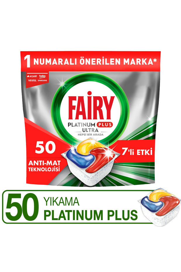 Fairy Platinum Plus Hepsi Bir Arada Bulaşık Makinesi Tabletleri, Limon, 50 Tablet