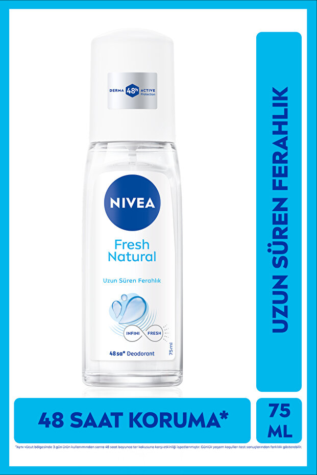 Kadın Pump Sprey Deodorant Fresh Natural 75ml, 48 Saat Ter Koruması, Pudrasız, Alüminyum İçermez - 1