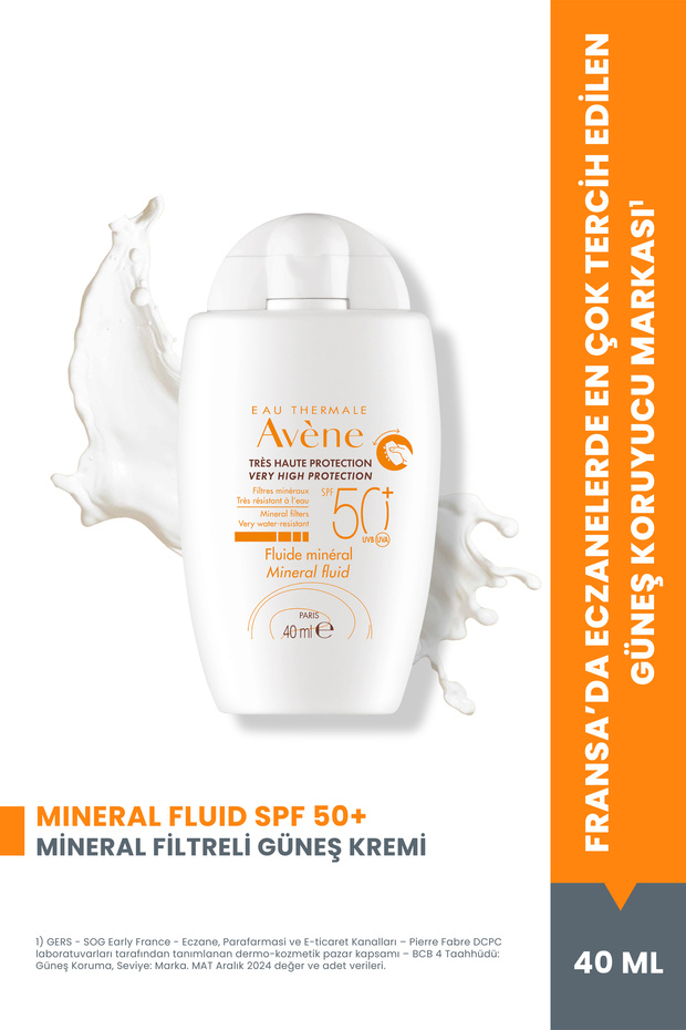 Mineral Fluid SPF 50+ Hassas Ciltler için Ultra Hafif Güneş Kremi 40 ml - 1