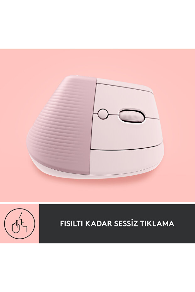 Lift Sessiz Kablosuz Ergonomik Dikey Mouse, Pembe 910-006478 - 8