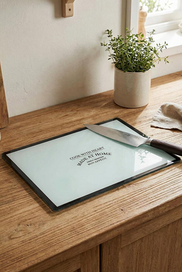 Yazı Baskılı Cam Kesme Tahtası 35x25 cm TPHSS26KTH00001 - 2