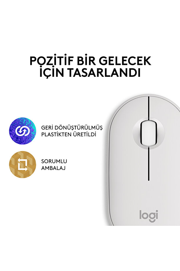 M350s Pebble 2 Bluetooth Kablosuz Sessiz Kompakt Mouse, Beyaz 910-007013 - 11