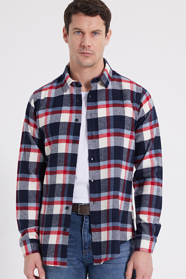 Men's Slim Fit slim fit checkered winter lumberjack shirt