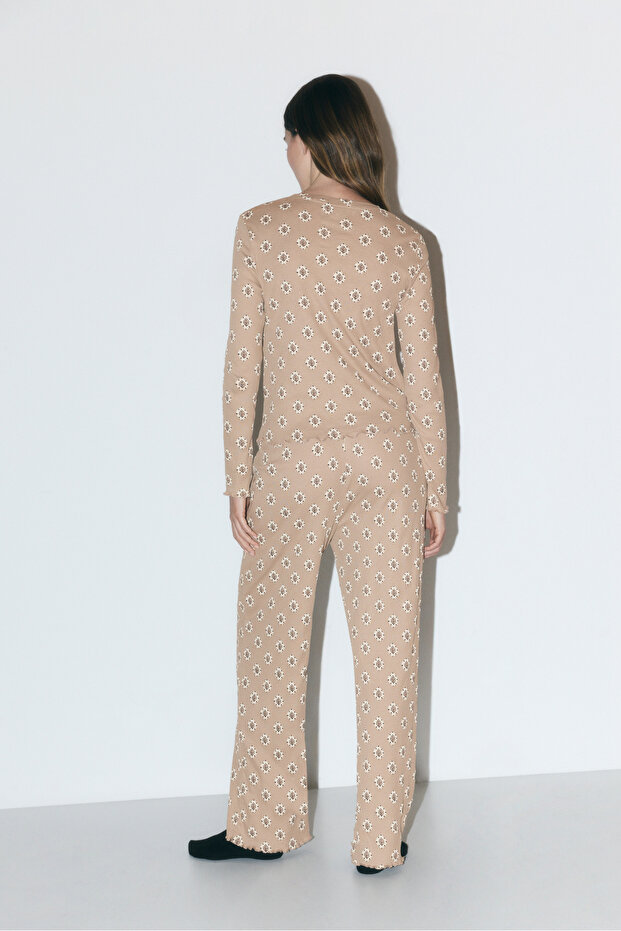Pijama lungă imprimată de damă - 3