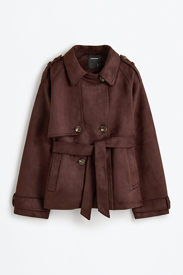 Dámsky krátky semišový trenčkot - 2