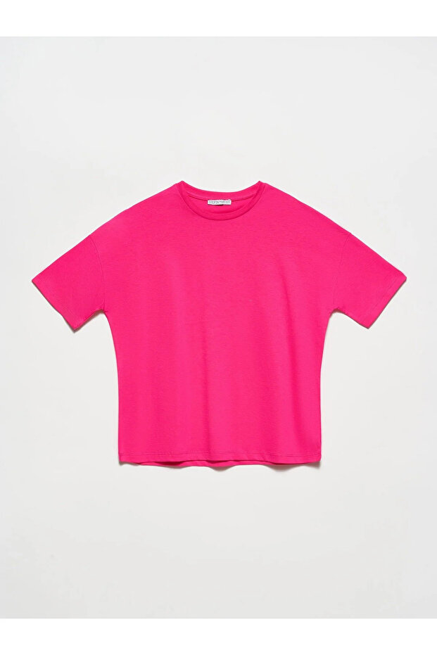 3683 Basic T-Shirt-Fuşya - 2