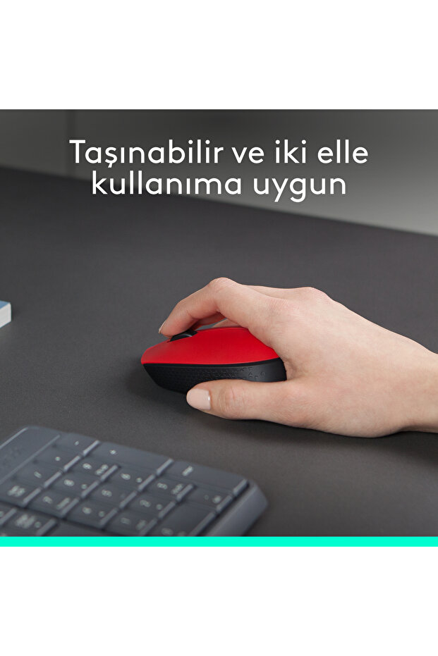 M171 USB Alıcılı Kablosuz Kompakt Mouse, Kırmızı 910-004641 - 4