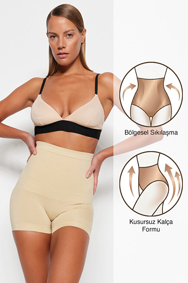 Ten Seamless/Dikişsiz Toparlayıcı Yüksek Bel Örme Şortlu Korse THMSS23KS00002 - 1