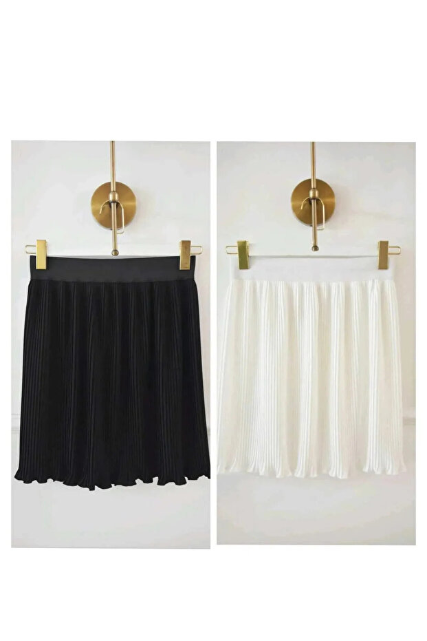 Ecru-Black 2-Pack Elastic Waist Hijab Skirt Undergarment with Patches.