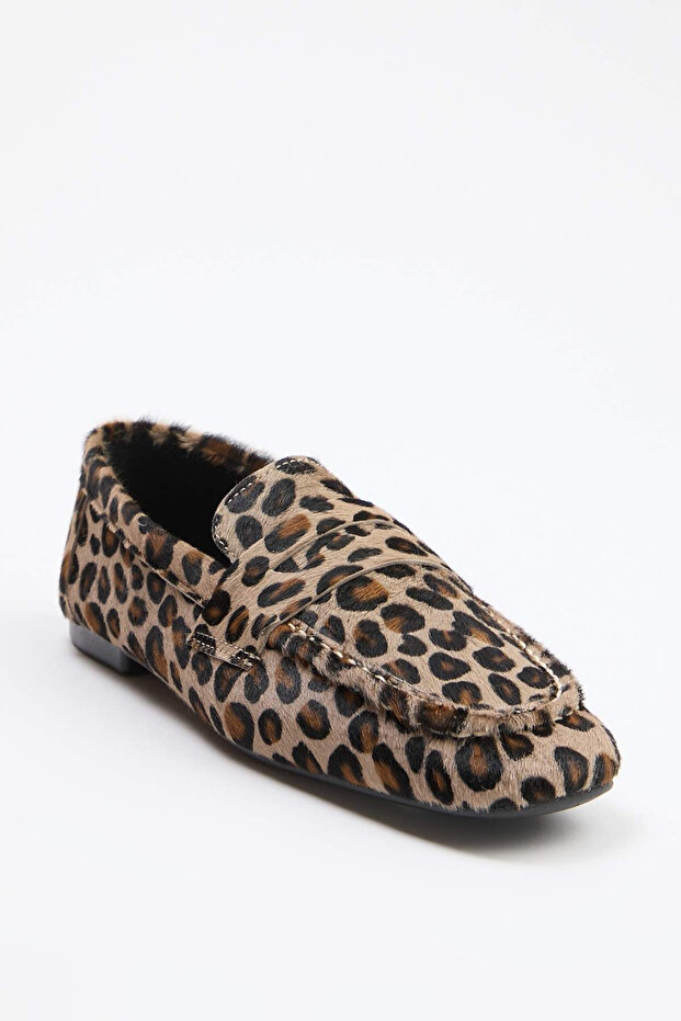 Hakiki Deri Çok Renkli Leopar Desenli Kadın Loafer TAKSS26LA00010 - 5