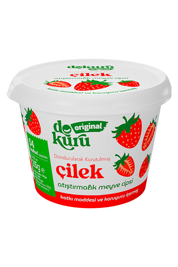 dokuru Çilek Kuru Meyve Cipsi - Dondurularak Kurutulmuş Freeze Dried Çıtır Çilek