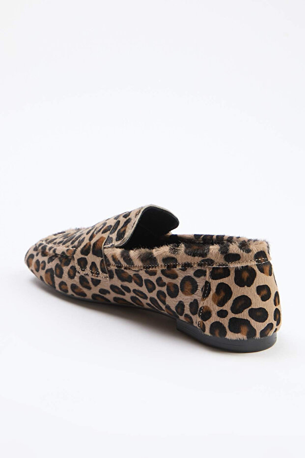 Hakiki Deri Çok Renkli Leopar Desenli Kadın Loafer TAKSS26LA00010 - 8