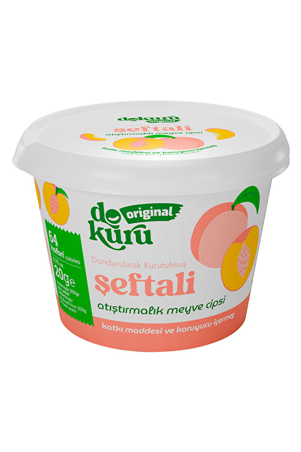 dokuru Şeftali Kuru Meyve Cipsi - Dondurularak Kurutulmuş Freeze Dried Çıtır Şeftali