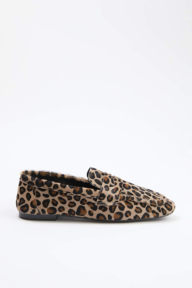 Hakiki Deri Çok Renkli Leopar Desenli Kadın Loafer TAKSS26LA00010 - 6