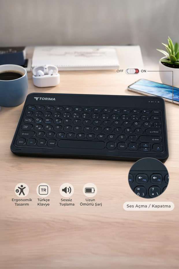 Bluetooth Kablosuz Klavye Mouse Seti TMK08 Siyah - 6
