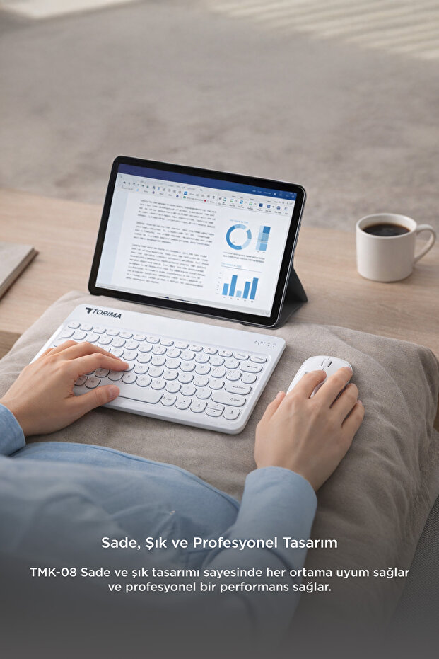 Bluetooth Kablosuz Klavye Mouse Seti TMK08 Beyaz - 6