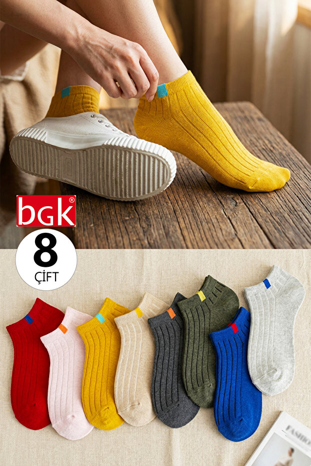 BGK 8 Çift Unisex Renkli Kısa Çorap