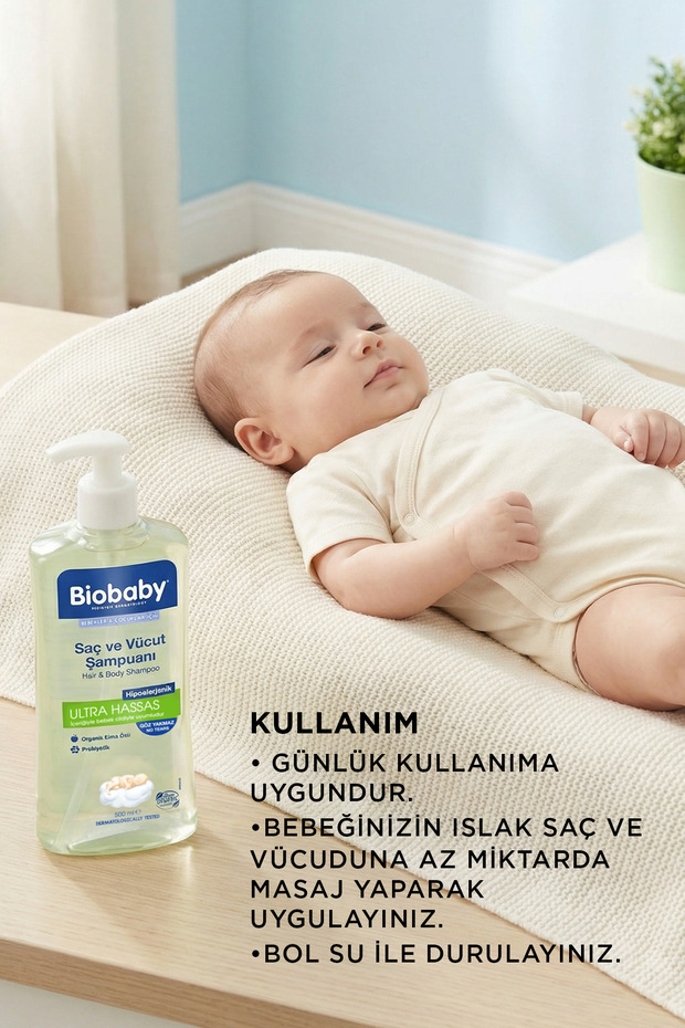Ultra Hassas Saç Ve Vücut Bebek Şampuanı 500 ml Prebiyotik Alman Papatyası 3 Al 2 Öde-Organik Içerik - 3
