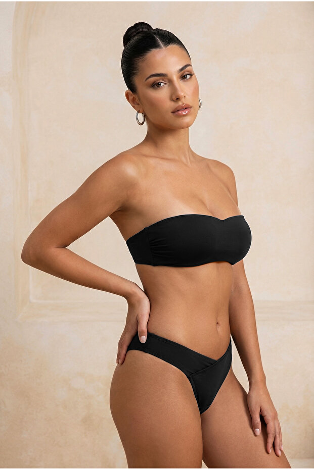 Siyah V Kesim Normal Bel Regular Basic Bikini Altı TBESS21BA0168 - 2