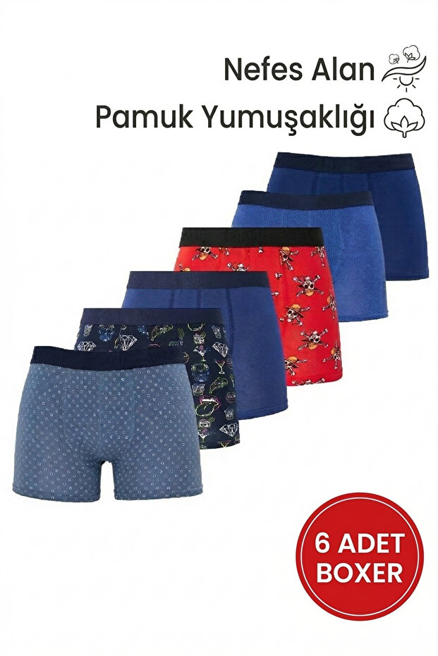 Men's 6-Piece Premium Series Cotton Lycra Stretch Fabric Boxer Briefs (Groom's Trunk Trunk Set)