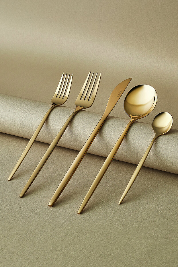 Orion Shiny Gold 30-Piece 6-Person Fork Knife Spoon Set
