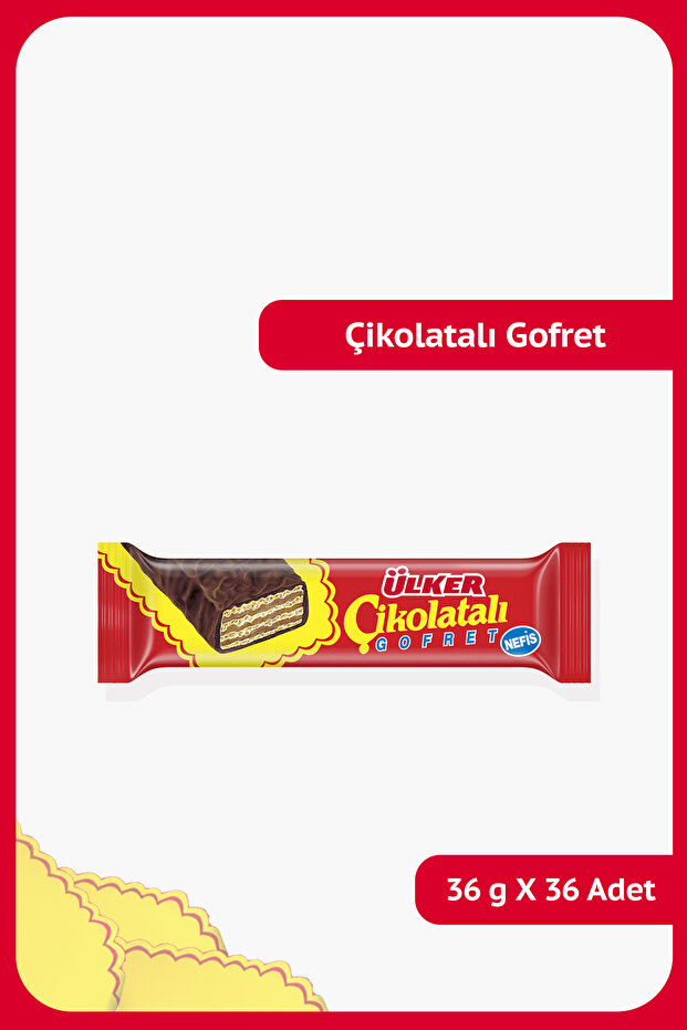 Ülker ÇİKOLATALI GOFRET - Türkiye'nin 1 Numaralı Gofreti - 36 gram - 36 Adet