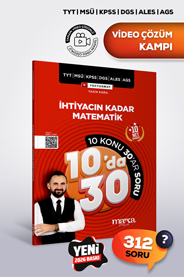 Marka Yayınları TYT MSÜ KPSS DGS ALES AGS İhtiyacın Kadar Matematik 10 Konu da 30 ar Soru Yasin Kara