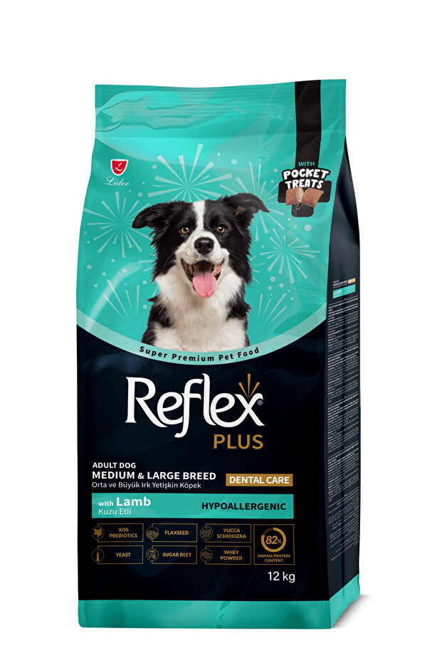 Reflex Plus Pocket Treats İlaveli Orta ve Büyük Irk Kuzu Etli Yetişkin Köpek Maması 12 kg