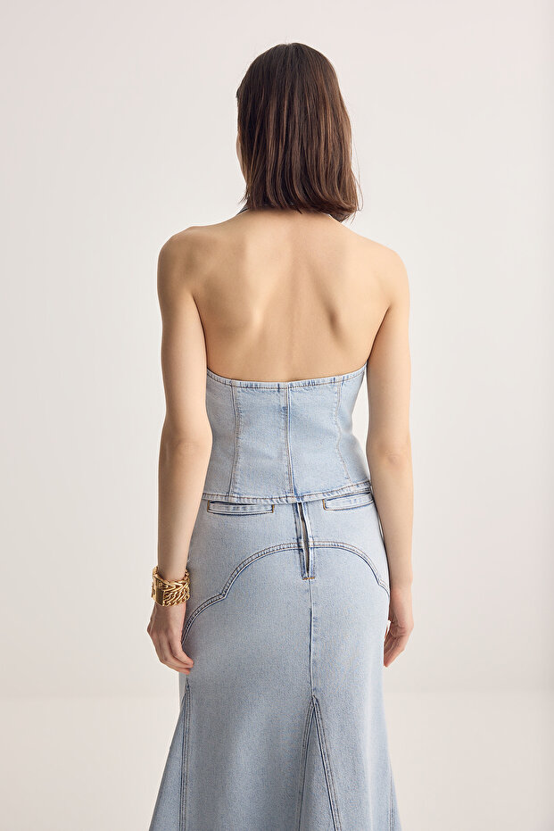 Düğmeli Denim Yelek TWOSS26YE00034 - 6