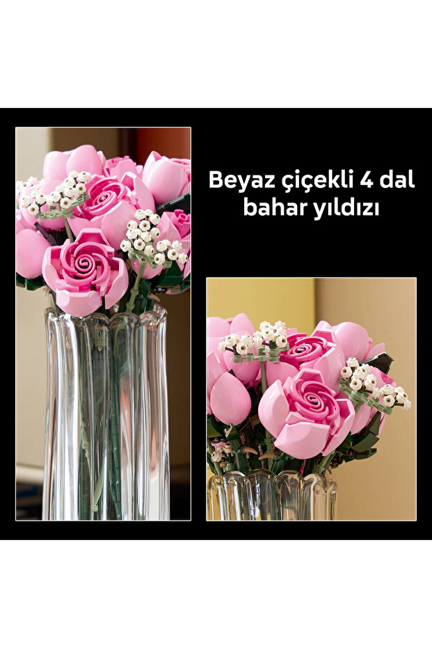 ® Botanicals Pembe Gül Buketi 10374 - Yetişkinler için Dekoratif Çiçek Yapım Seti (789 Parça) - 8