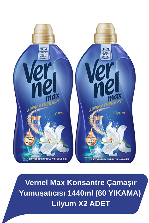 Vernel Max Konsantre Çamaşır Yumuşatıcısı 1440ml (60 YIKAMA) Lilyum X2 ADET