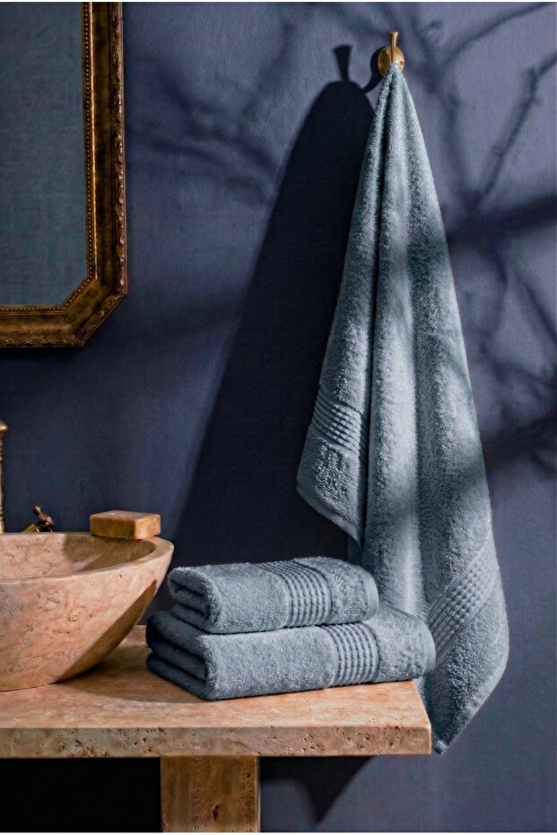 Softy 3-Piece Indigo Cotton Hand, Face and Bath Towel Set 30X50 - 50X85 - 70X135 cm
