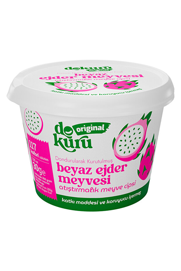 dokuru Beyaz Ejder Meyvesi Kuru Meyve Cipsi - Dondurularak Kurutulmuş Freeze Dried Çıtır Ejder Meyvesi