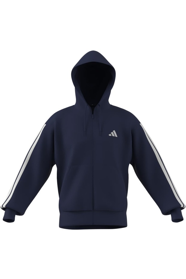 Essentials 3-Stripes French Terry Full-Zip Kapüşonlu Üst - 9