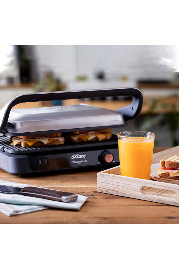 AR2001 Tostçu Delux 1800 W Granit Tost Makinesi, Çift Taraflı Plaka, 180 Derece Açılır Gövde, Inox - 2