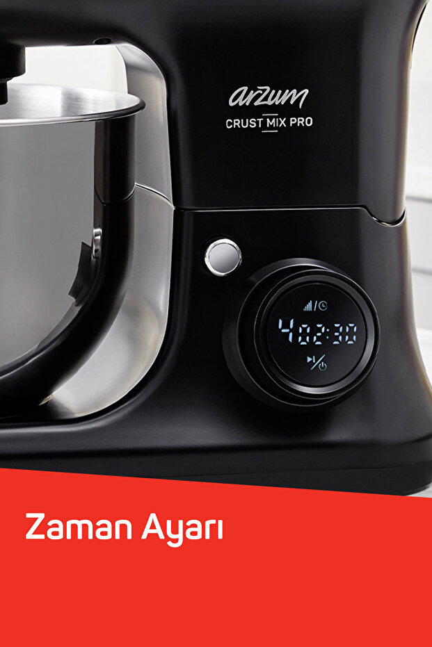 AR1186 Crust Mix Pro Stand Mikser 5L Kapasiteli 3 Farklı Aparat 1500W, Siyah - 5