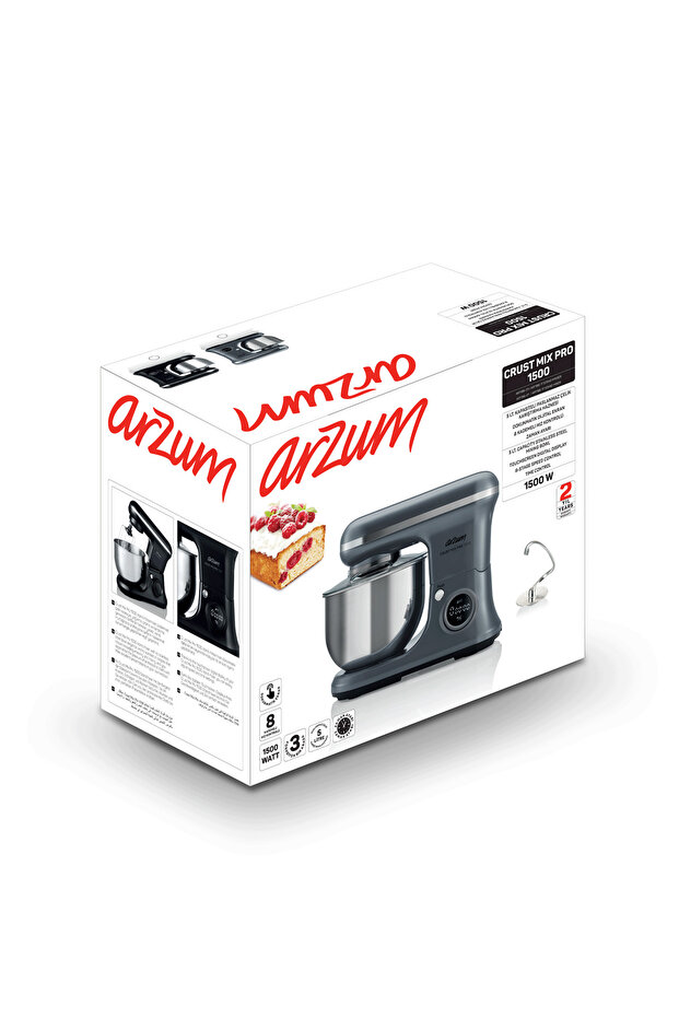 AR1186 Crust Mix Pro Stand Mikser 5L Kapasiteli 3 Farklı Aparat 1500W, Siyah - 9