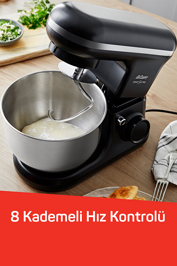 AR1186 Crust Mix Pro Stand Mikser 5L Kapasiteli 3 Farklı Aparat 1500W, Siyah - 6
