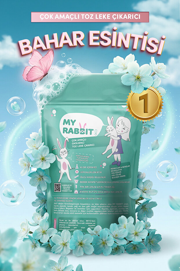 My Rabbit! Çamaşır Ve Yüzey Için Çok Amaçlı Oksijenli Toz Leke Çıkarıcı ve beyazlatıcı 800 gr