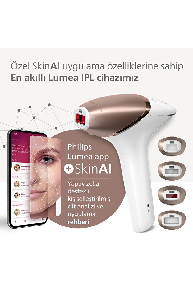 Lumea 9900 Serisi BRI951/03 IPL Tüy Alma, SkinAI,Vücut,Yüz,Koltuk altı,Bikini,4 Başlık,Çanta - 6