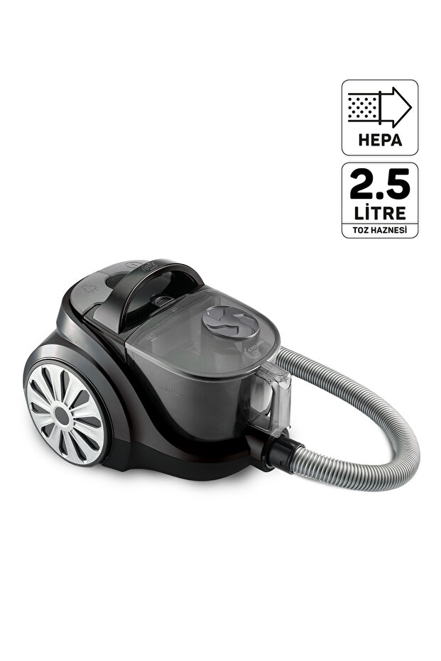 Arzum FL493 Felix Pegno Cyclone Filtreli 2,5 lt Toz Torbasız Elektrikli Süpürge,899W,HEPA Filtre,Gri
