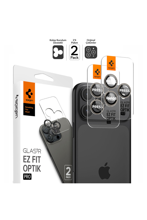 iPhone 17 / 16 / 15 / 14 Pro / Pro Max Kamera Lens Camı Koruyucu Kolay Kurulum (2 Adet) - AGL07163