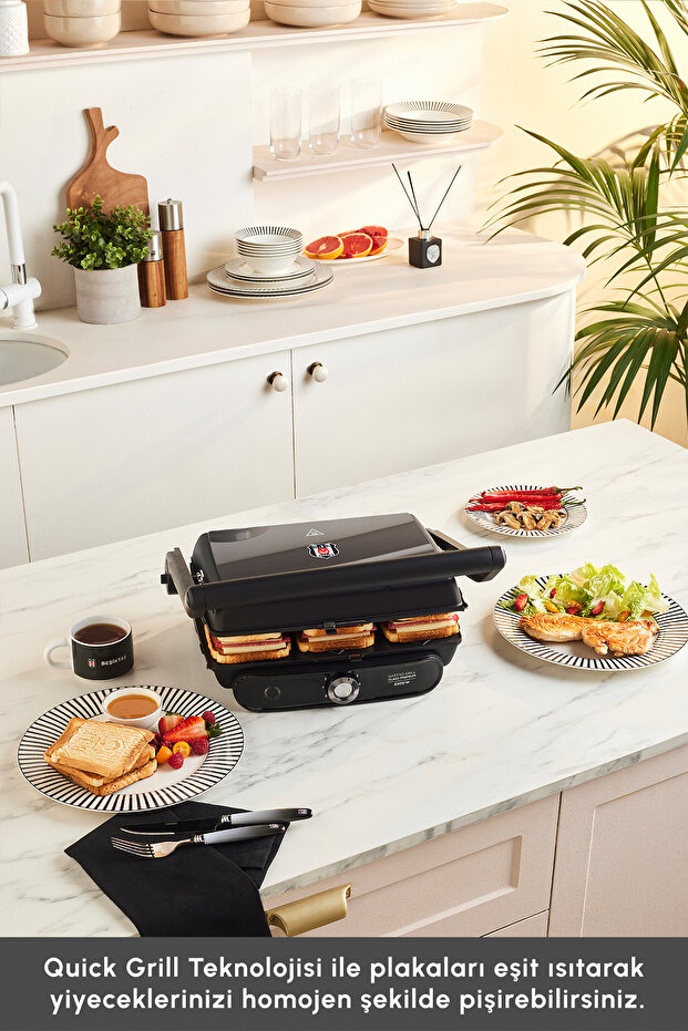x Beşiktaş Lisanslı Gastro Grill Glass 6 Dilim Kapasiteli Logo Plakalı Tost Makinesi 2400 W - 9